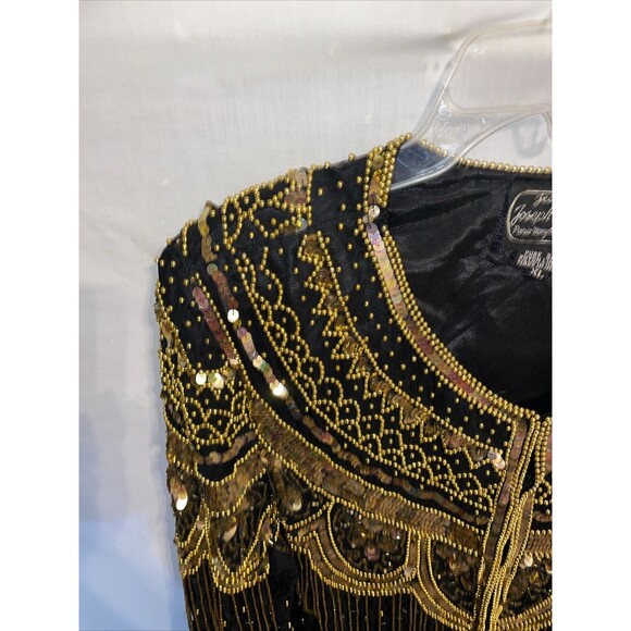 Jean For Joseph Le Bon Women’s Dressy Jacket Size XL Black Gold Beaded Sequined - Picture 5 of 12